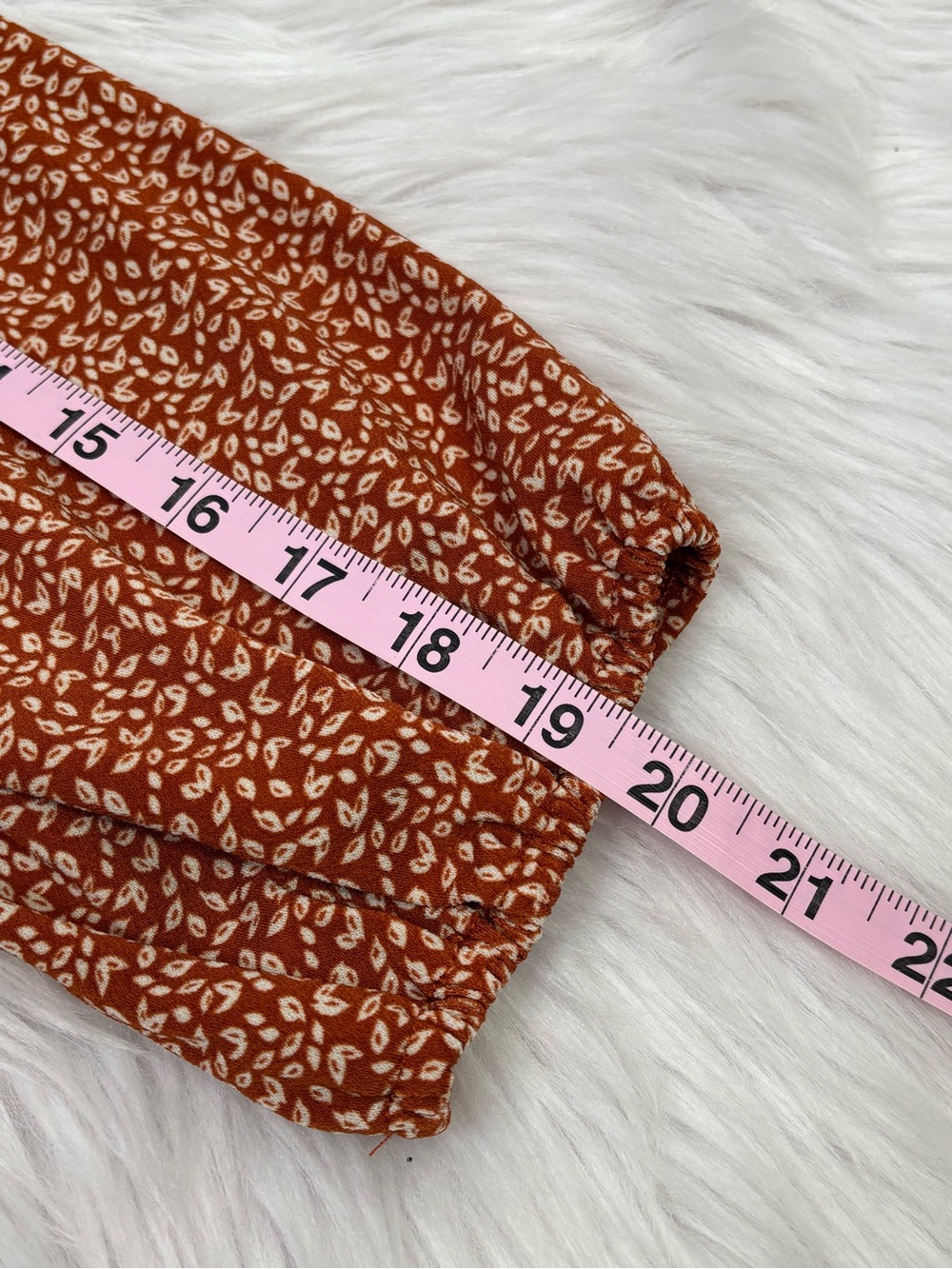 Adrianna Papell Women’s XL Rust Orange Blouse Leaf Print 3/4 Sleeves Shirred Top - Picture 14 of 14